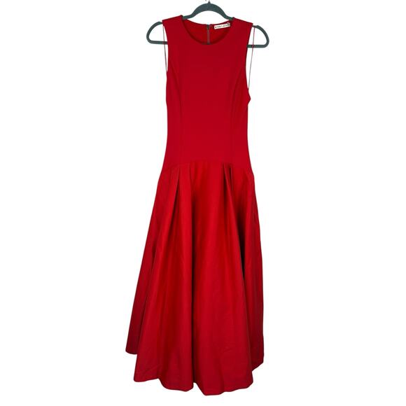 Alice and Olivia Adley Dress Drop Waist Midi Party Cocktail Statement Red Size 6 - Picture 4 of 10
